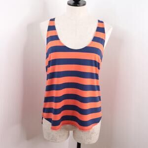 Splendid Women’s L Orange Navy Stripe Stretch Nautical Beach Racerback Tank Top